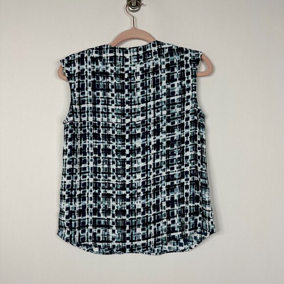 NWT White House Black Market Sleevless V-Neck Shell Brushstroke Twilight #WHBM31 - Picture 3 of 9